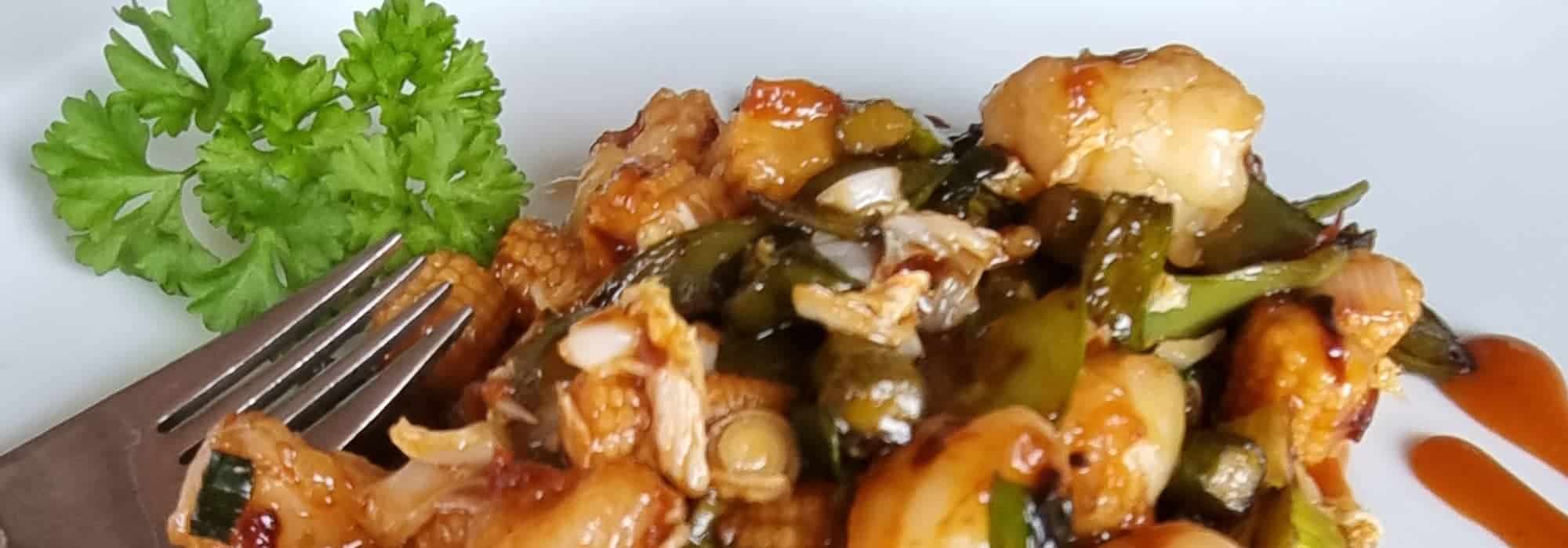 Wokgemüse mit Garnelen